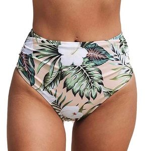 CUPSHE High Waist Floral Ruched Bikini Bottoms